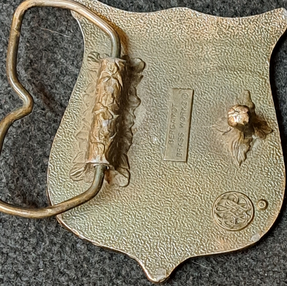 Vintage US Olympics solid brass belt buckle 1980 team USA with rings emblem GUC - Picture 7 of 12